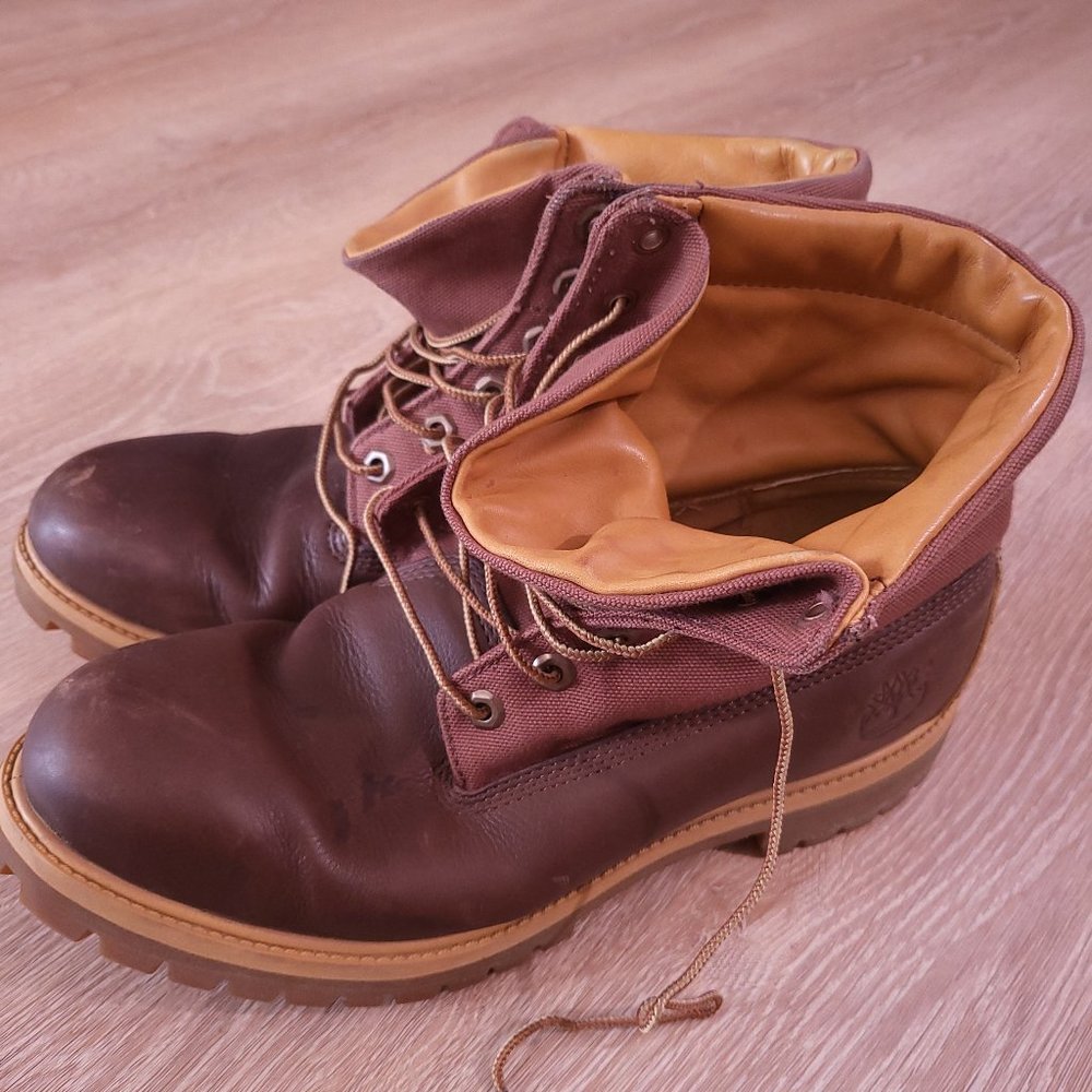 Men's Timberland Roll-Top Waterproof Boots 10.5M (Dark Brown / Wheat)